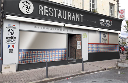 Devanture d'un restaurant Pépé le Roi du Poulet