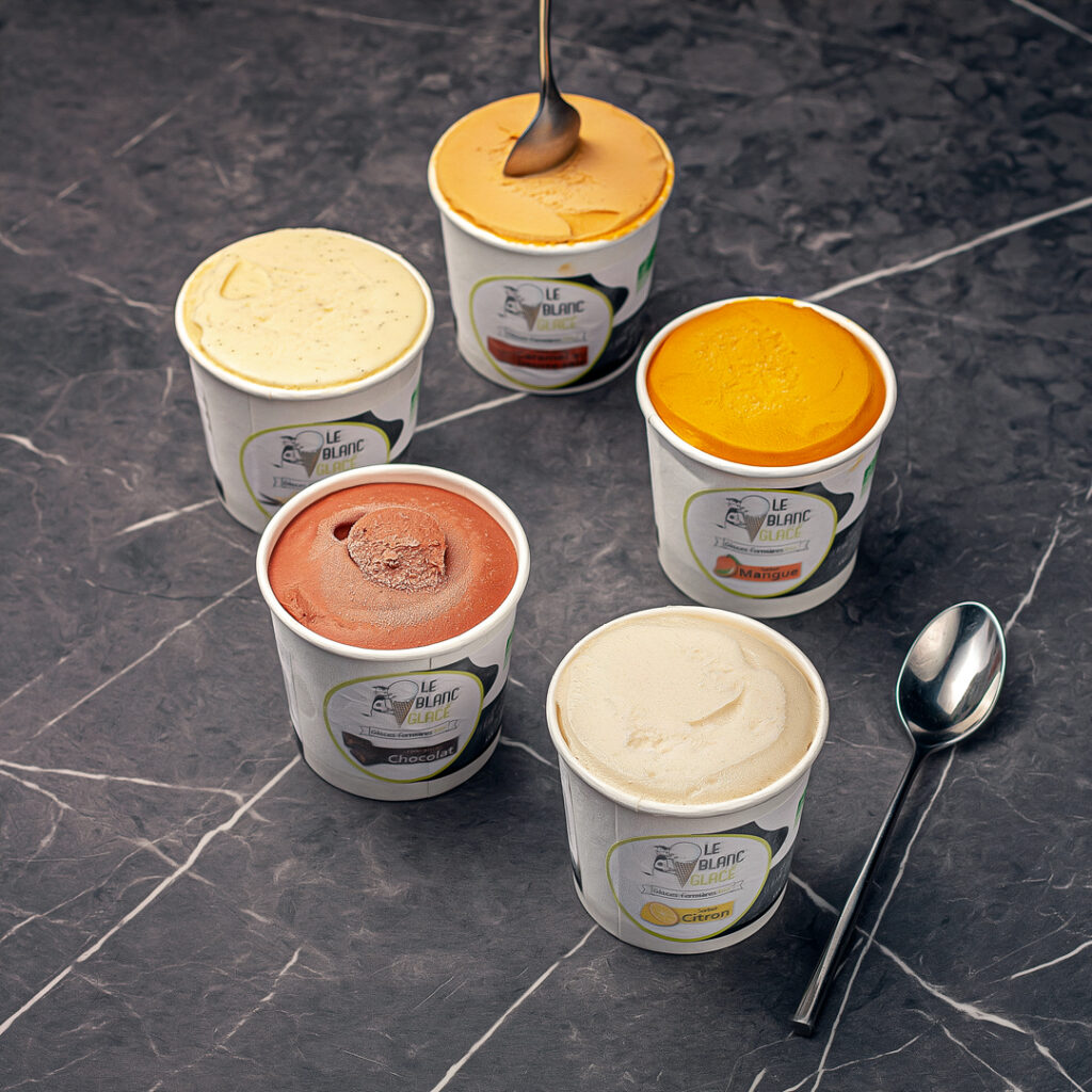 5 pots de glaces individuels